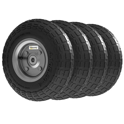Set of 4 Replacement Rubber Tires 255 mm Wheels with 16mm Bore for Garden Cart, Wheelbarrow, and Dolly