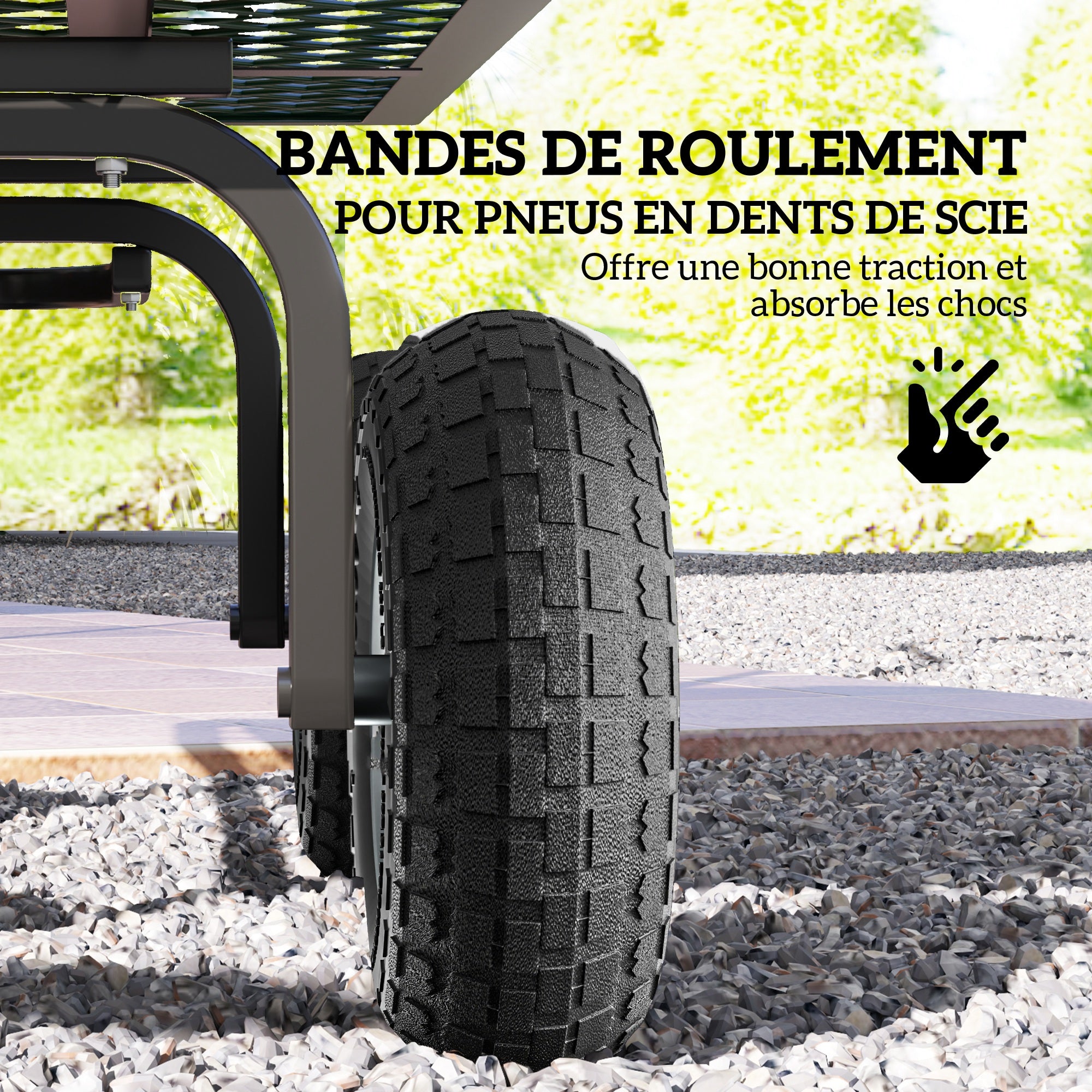 Set of 4 Replacement Rubber Tires 255 mm Wheels with 16mm Bore for Garden Cart, Wheelbarrow, and Dolly