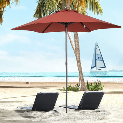 Umbrella Ø196 cm, hexagonal balcony umbrella beach umbrella wind-resistant stable market umbrella crank umbrella sun protection for beach balcony garden, Burgundy