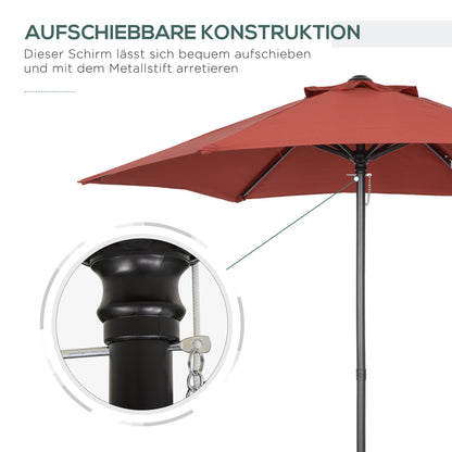 Umbrella Ø196 cm, hexagonal balcony umbrella beach umbrella wind-resistant stable market umbrella crank umbrella sun protection for beach balcony garden, Burgundy