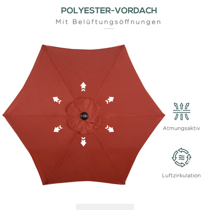 Umbrella Ø196 cm, hexagonal balcony umbrella beach umbrella wind-resistant stable market umbrella crank umbrella sun protection for beach balcony garden, Burgundy
