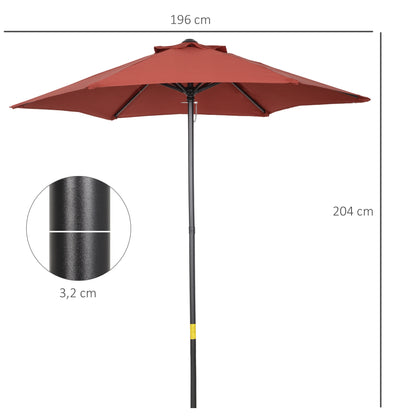 Umbrella Ø196 cm, hexagonal balcony umbrella beach umbrella wind-resistant stable market umbrella crank umbrella sun protection for beach balcony garden, Burgundy