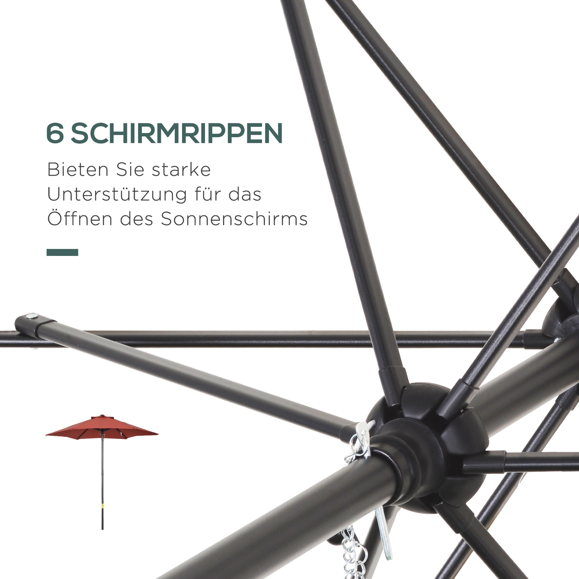 Umbrella Ø196 cm, hexagonal balcony umbrella beach umbrella wind-resistant stable market umbrella crank umbrella sun protection for beach balcony garden, Burgundy