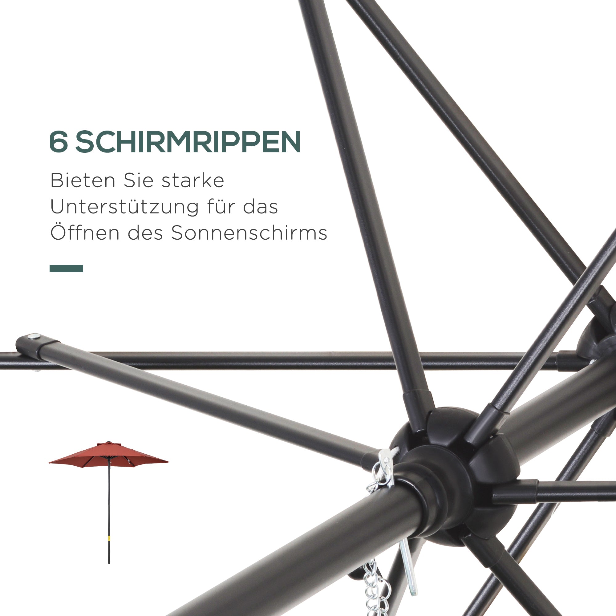 Umbrella Ø196 cm, hexagonal balcony umbrella beach umbrella wind-resistant stable market umbrella crank umbrella sun protection for beach balcony garden, Burgundy