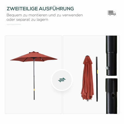 Umbrella Ø196 cm, hexagonal balcony umbrella beach umbrella wind-resistant stable market umbrella crank umbrella sun protection for beach balcony garden, Burgundy