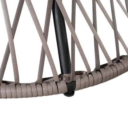 Synthetic Rattan Swivel Papasan Chair Oval Wicker PE Chair with Cushion and Steel Frame Load 160 kg for Garden Patio Terrace 87x97x86 cm Gray