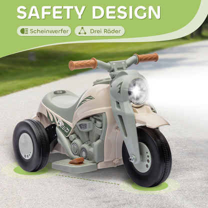 Kids Electric Motorcycle, 6V Children's Motorcycle with Music, Bubbles, Kids Vehicle with Headlight, 2.5-3 km/h, for 2-5 Years Kids, max. 30 kg, Cream White