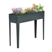 Raised Bed, Herb Garden Bed, Plant Box with 3 Drainage Holes, Flower Box with Feet, Metal, 100 x 30 x 80 cm