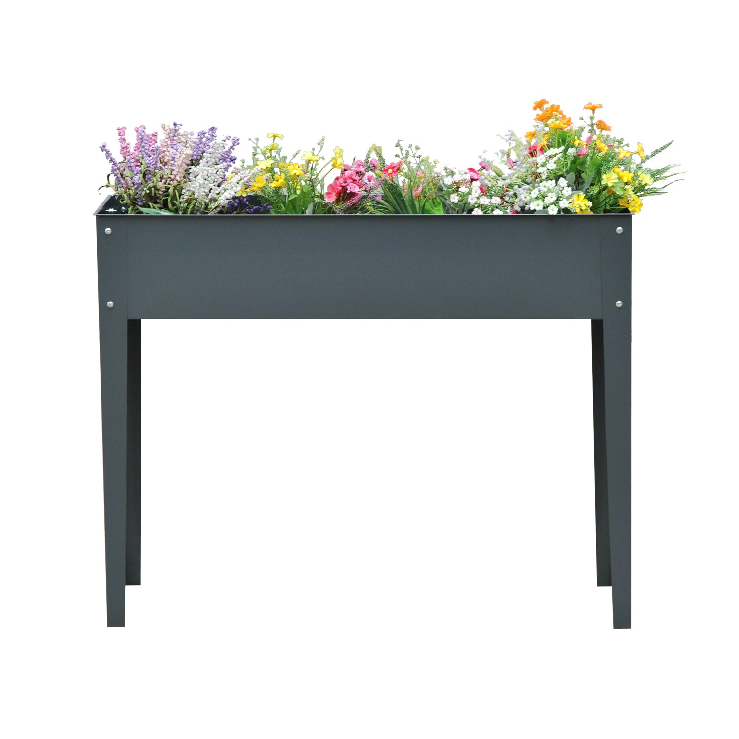 Raised Bed, Herb Garden Bed, Plant Box with 3 Drainage Holes, Flower Box with Feet, Metal, 100 x 30 x 80 cm