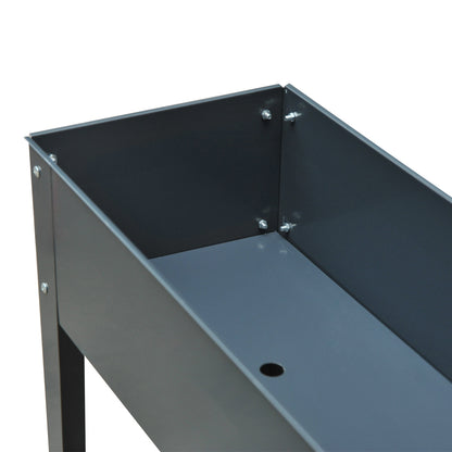 Raised Bed, Herb Garden Bed, Plant Box with 3 Drainage Holes, Flower Box with Feet, Metal, 100 x 30 x 80 cm