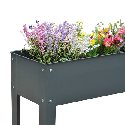 Raised Bed, Herb Garden Bed, Plant Box with 3 Drainage Holes, Flower Box with Feet, Metal, 100 x 30 x 80 cm