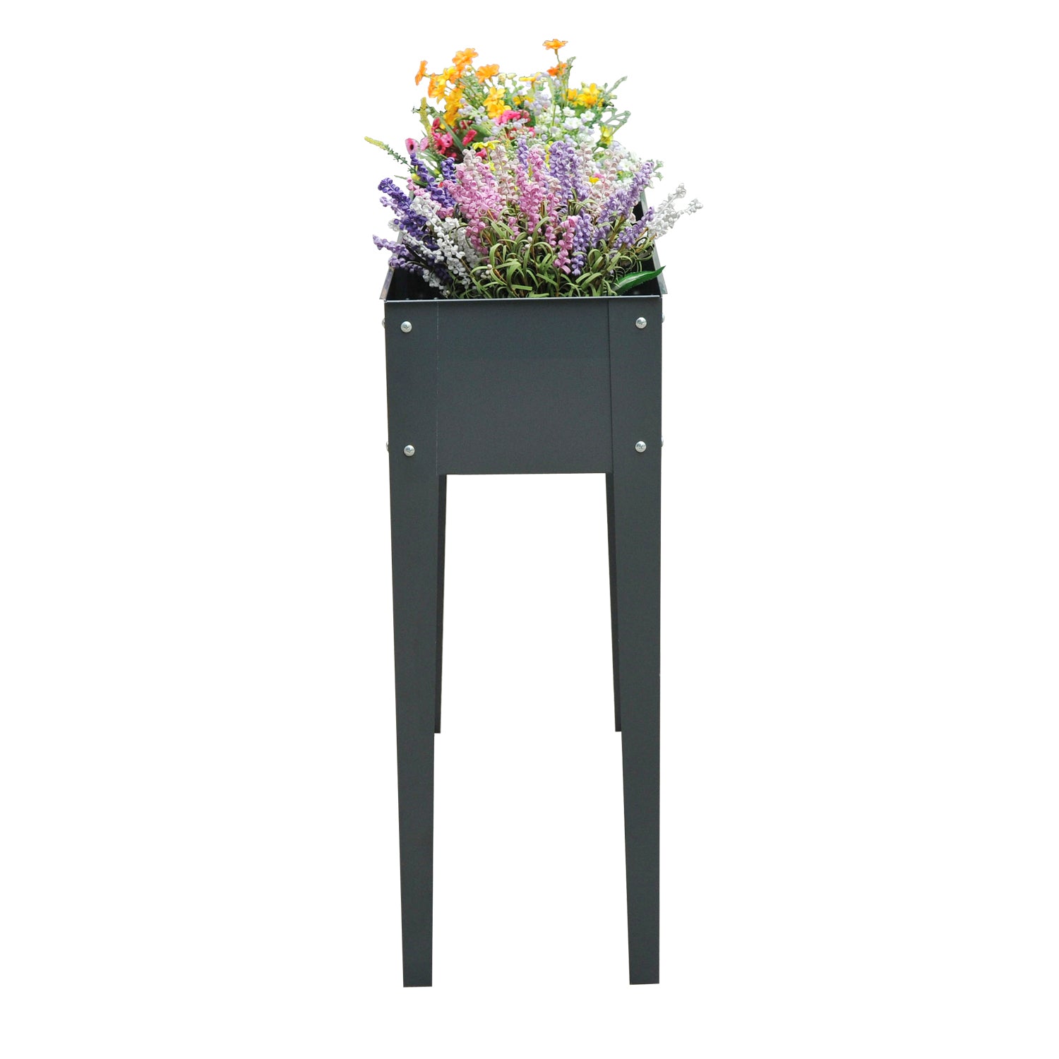 Raised Bed, Herb Garden Bed, Plant Box with 3 Drainage Holes, Flower Box with Feet, Metal, 100 x 30 x 80 cm