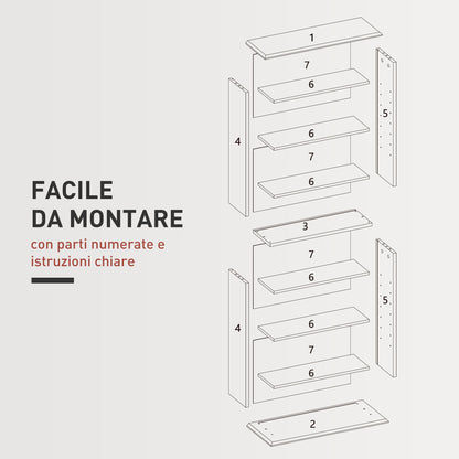 8-Shelf Bookshelf for 360 CDs with Modern Design, Chipboard CD Rack, 58x24x124.5 cm, Black