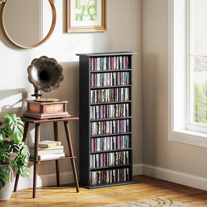 8-Shelf Bookshelf for 360 CDs with Modern Design, Chipboard CD Rack, 58x24x124.5 cm, Black