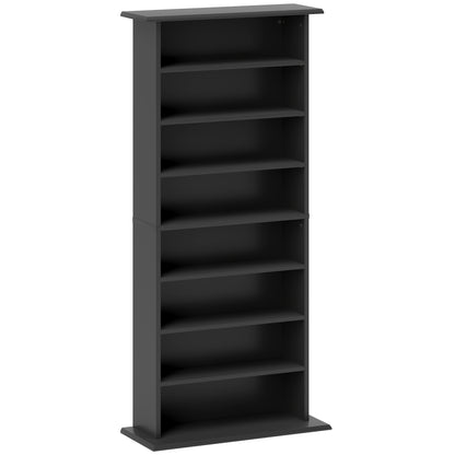 8-Shelf Bookshelf for 360 CDs with Modern Design, Chipboard CD Rack, 58x24x124.5 cm, Black