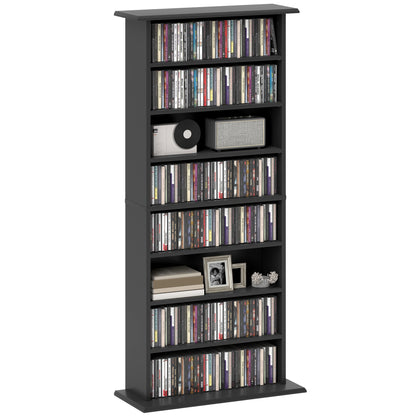 8-Shelf Bookshelf for 360 CDs with Modern Design, Chipboard CD Rack, 58x24x124.5 cm, Black