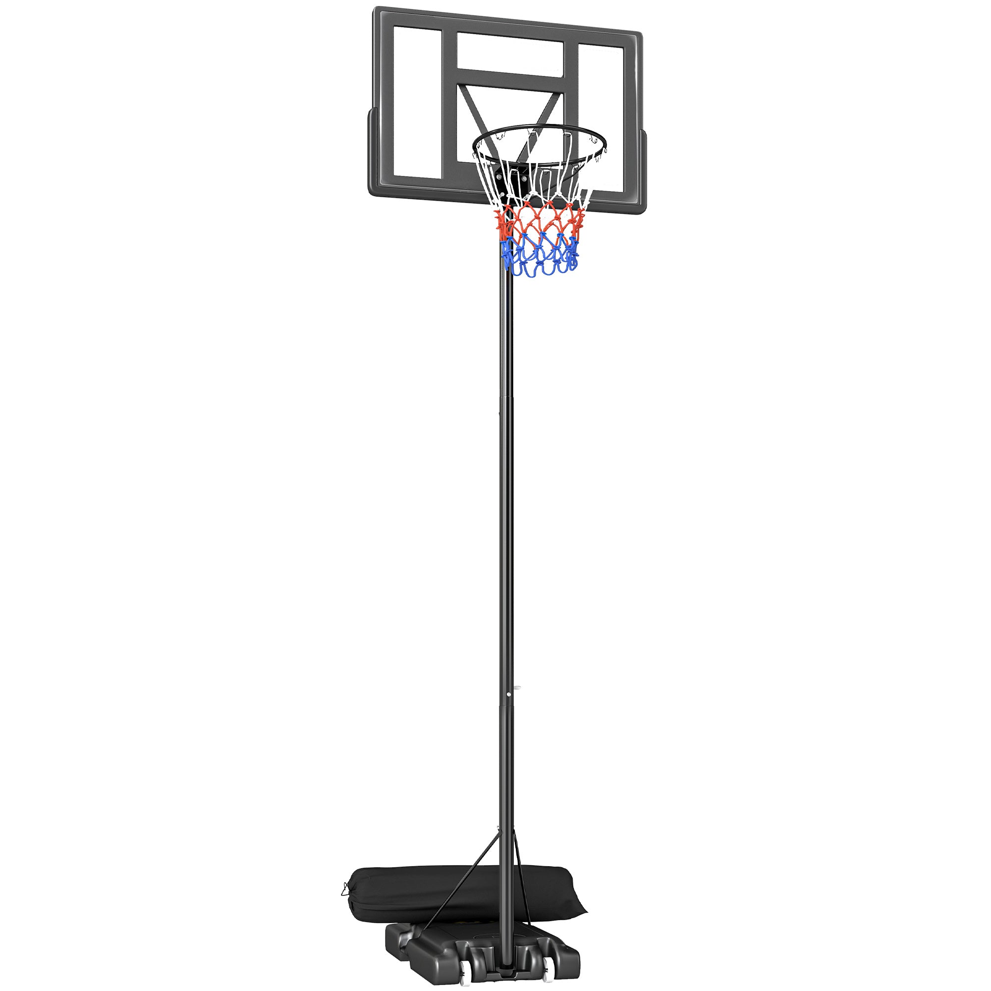 SPORTNOW Portable Outdoor Basketball Hoop — Quick Height Adjustment 4.4–10 ft (1.35–3.05 m) with 43 x 28 in Shatterproof Backboard, 2 Wheels & Weight Bag — For Teens & Adults