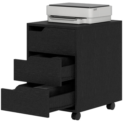 Office Drawer Unit with Wheels File Cabinet with 3 Drawers Desk Drawer Organizer 15.7x19.7x22.6 inches Black