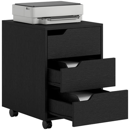 Office Drawer Unit with Wheels File Cabinet with 3 Drawers Desk Drawer Organizer 15.7x19.7x22.6 inches Black