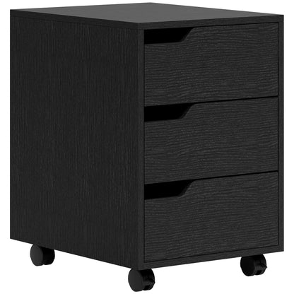 Office Drawer Unit with Wheels File Cabinet with 3 Drawers Desk Drawer Organizer 15.7x19.7x22.6 inches Black