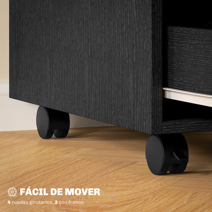 Office Drawer Unit with Wheels File Cabinet with 3 Drawers Desk Drawer Organizer 15.7x19.7x22.6 inches Black