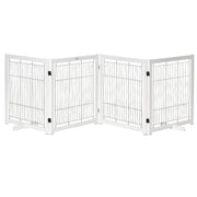 Freestanding Pet Gate Dog Safety Gate with Feet 305 x 82 cm Wood Dog Gate Foldable Stair Gate Dog Barrier for Stairs, Doors, Hallway, 4 Panels, White