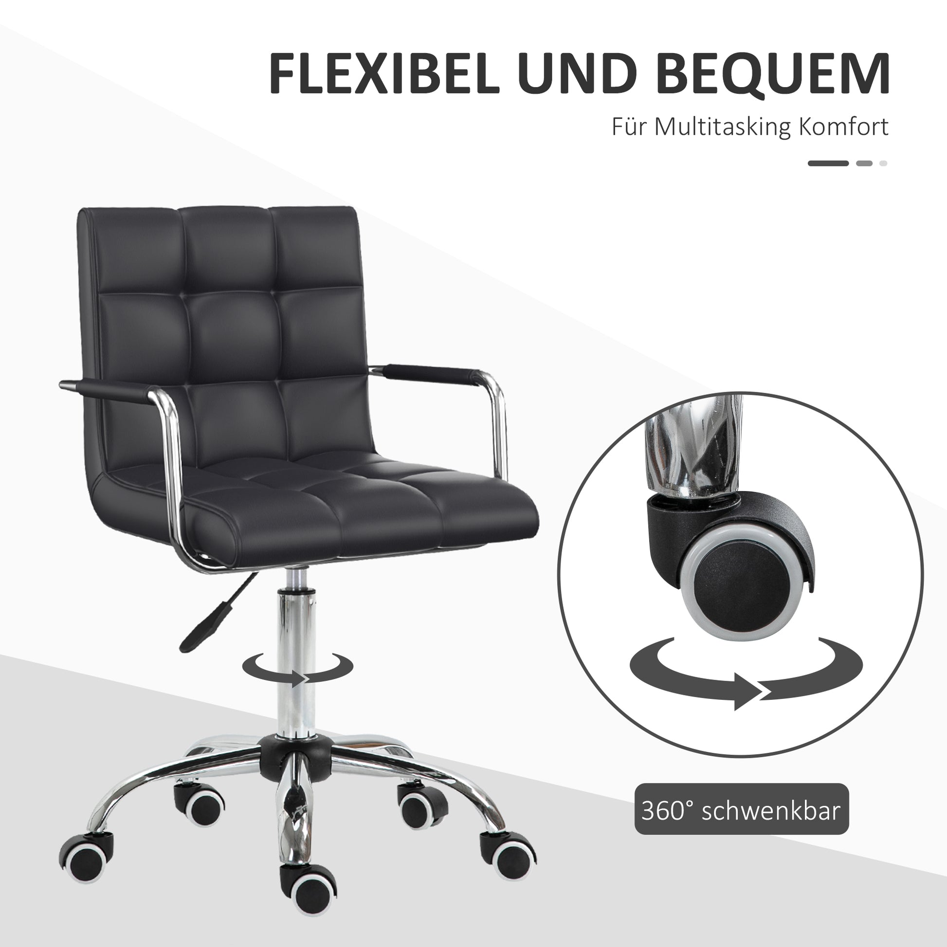 Office Chair Swivel Chair Cosmetics Stool Rolling Stool Work Stool Executive Chair Desk Chair Metal PU Black 52.5 x 54 x 84-99 cm