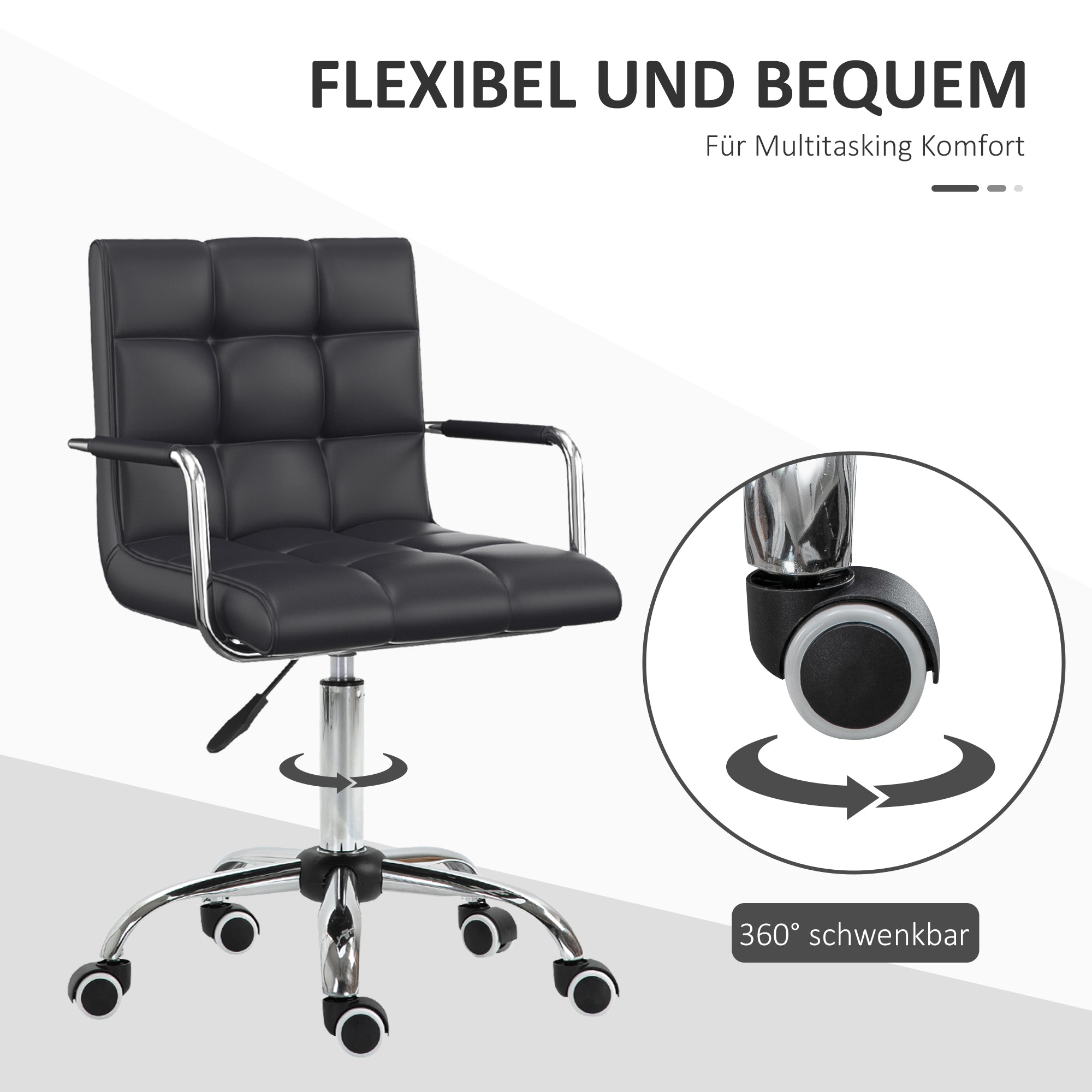 Office Chair Swivel Chair Cosmetics Stool Rolling Stool Work Stool Executive Chair Desk Chair Metal PU Black 52.5 x 54 x 84-99 cm