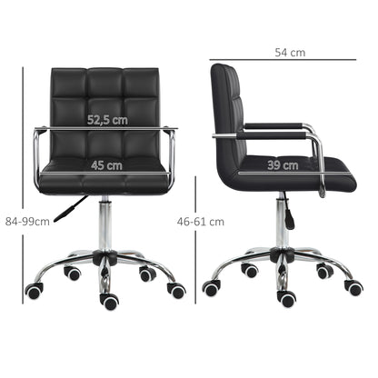 Office Chair Swivel Chair Cosmetics Stool Rolling Stool Work Stool Executive Chair Desk Chair Metal PU Black 52.5 x 54 x 84-99 cm