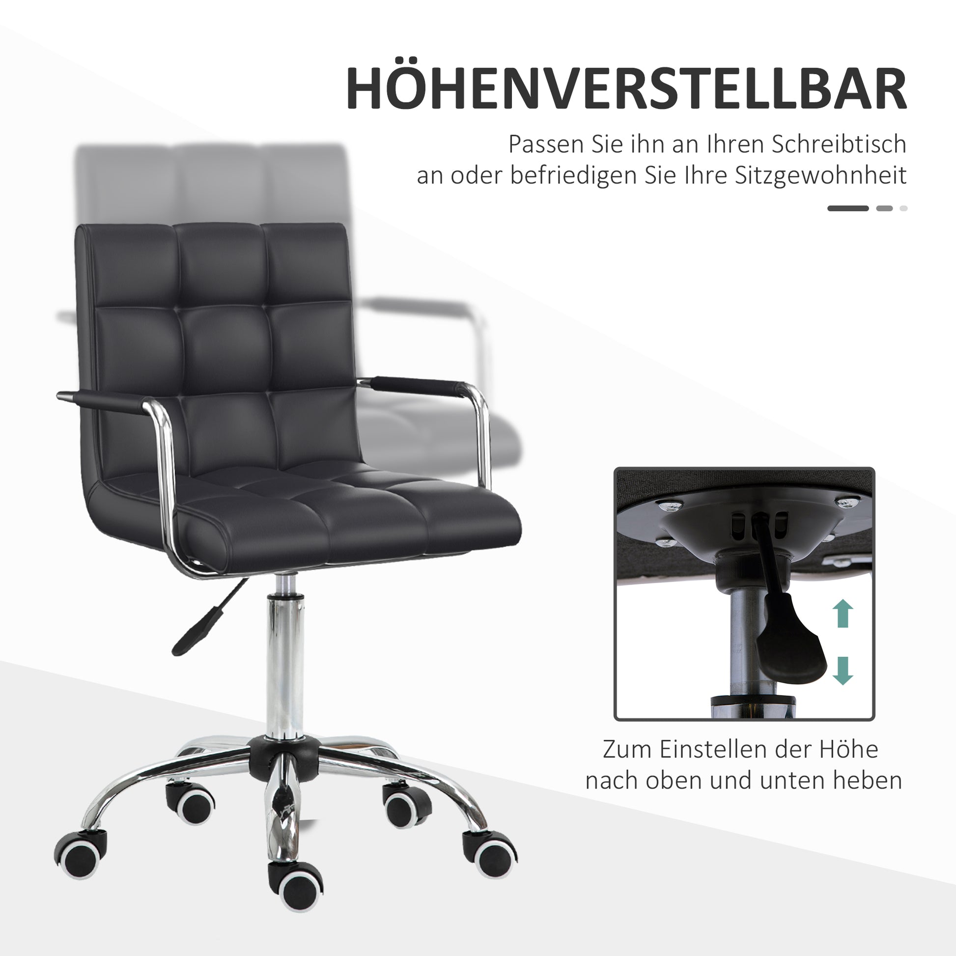 Office Chair Swivel Chair Cosmetics Stool Rolling Stool Work Stool Executive Chair Desk Chair Metal PU Black 52.5 x 54 x 84-99 cm