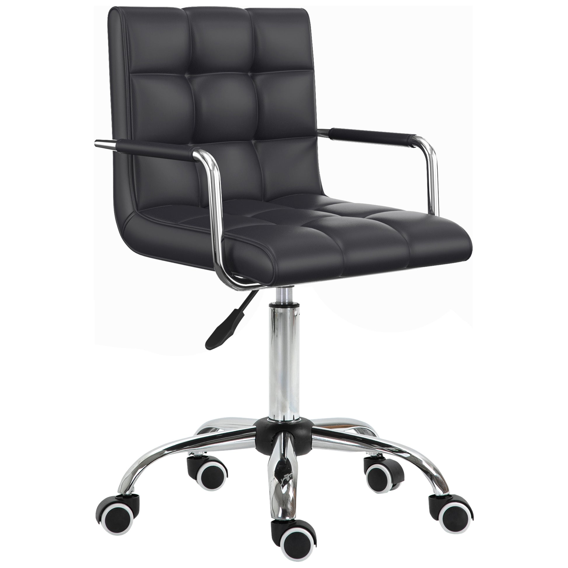 Office Chair Swivel Chair Cosmetics Stool Rolling Stool Work Stool Executive Chair Desk Chair Metal PU Black 52.5 x 54 x 84-99 cm