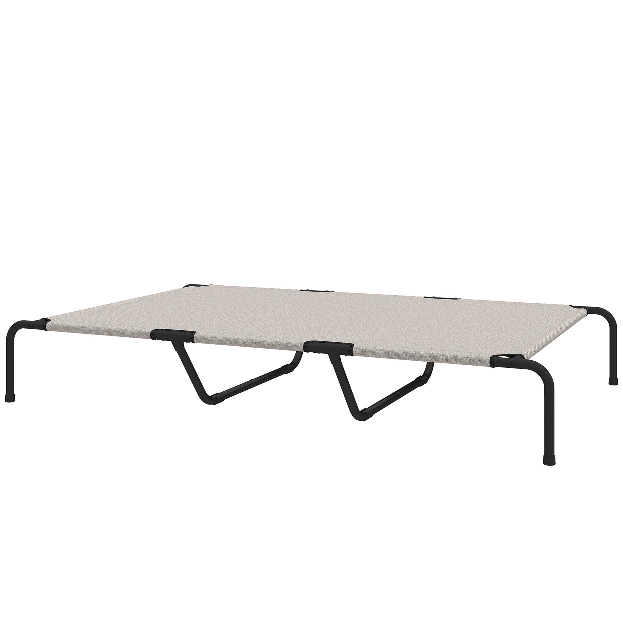 Outdoor Dog Lounger — Elevated Bed for Large Dogs, Cooling Pet Cot with Steel Frame and Breathable Mesh, Portable for Outdoors & Camping — 60 x 37 x 9 in (152 x 94 x 23 cm), Beige