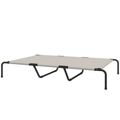 Outdoor Dog Lounger — Elevated Bed for Large Dogs, Cooling Pet Cot with Steel Frame and Breathable Mesh, Portable for Outdoors & Camping — 60 x 37 x 9 in (152 x 94 x 23 cm), Beige
