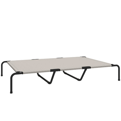 Outdoor Dog Lounger — Elevated Bed for Large Dogs, Cooling Pet Cot with Steel Frame and Breathable Mesh, Portable for Outdoors & Camping — 60 x 37 x 9 in (152 x 94 x 23 cm), Beige