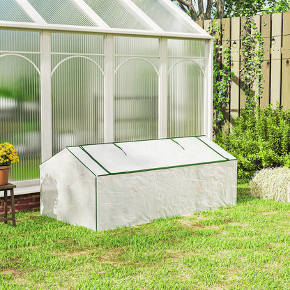 Greenhouse with PE Mesh Window — Winterproof Film Greenhouse for Balcony & Garden, Tomato House, 71" x 35.4" x 27.6" (180 x 90 x 70 cm), White