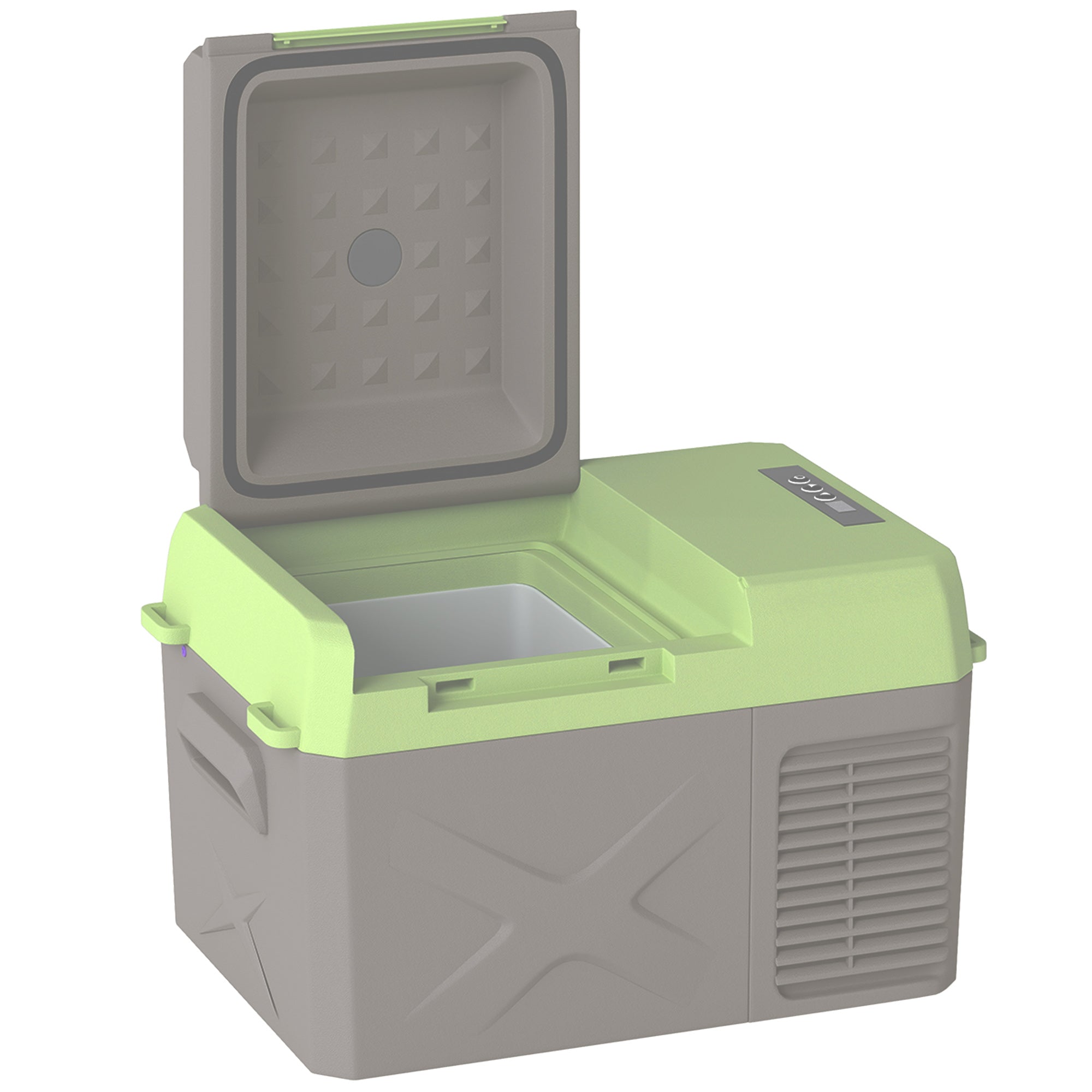 12 Liter Compressor Cooler Box Electric Cooler Box with Connection Cooling Function Freezer Box Thermal Box Mini Refrigerator 12/220 Volt for Car Socket Truck Camping Boat Gray+Green