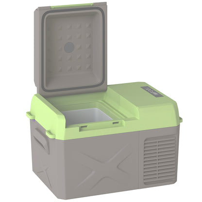 12 Liter Compressor Cooler Box Electric Cooler Box with Connection Cooling Function Freezer Box Thermal Box Mini Refrigerator 12/220 Volt for Car Socket Truck Camping Boat Gray+Green