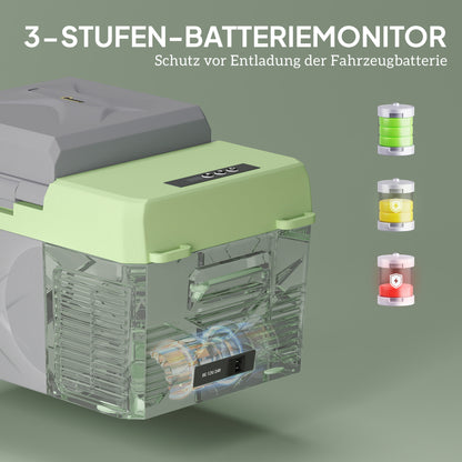 12 Liter Compressor Cooler Box Electric Cooler Box with Connection Cooling Function Freezer Box Thermal Box Mini Refrigerator 12/220 Volt for Car Socket Truck Camping Boat Gray+Green
