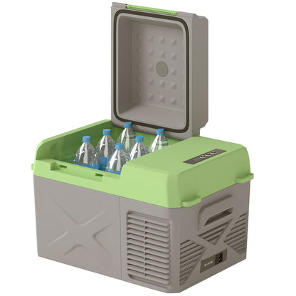 12 Liter Compressor Cooler Box Electric Cooler Box with Connection Cooling Function Freezer Box Thermal Box Mini Refrigerator 12/220 Volt for Car Socket Truck Camping Boat Gray+Green