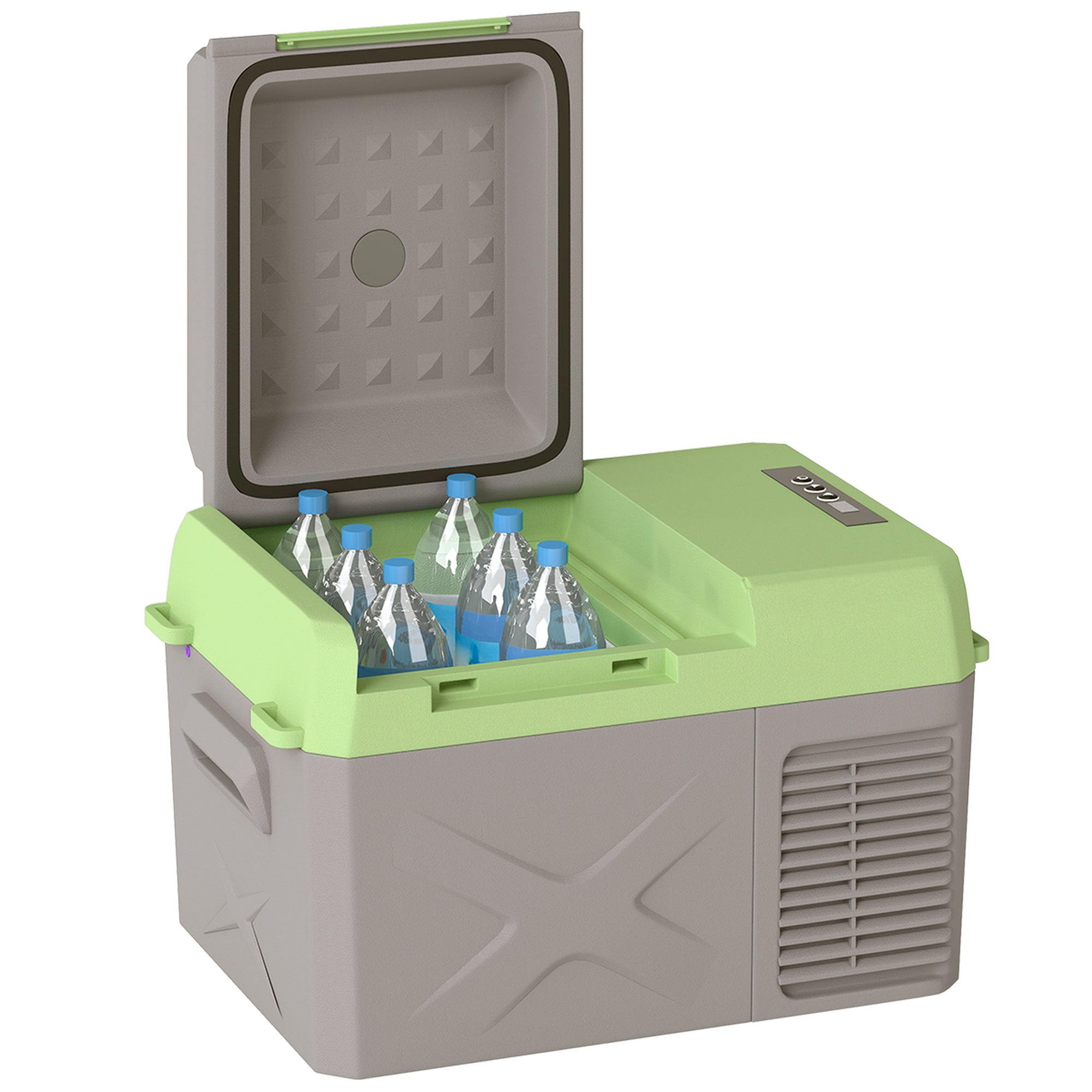 12 Liter Compressor Cooler Box Electric Cooler Box with Connection Cooling Function Freezer Box Thermal Box Mini Refrigerator 12/220 Volt for Car Socket Truck Camping Boat Gray+Green