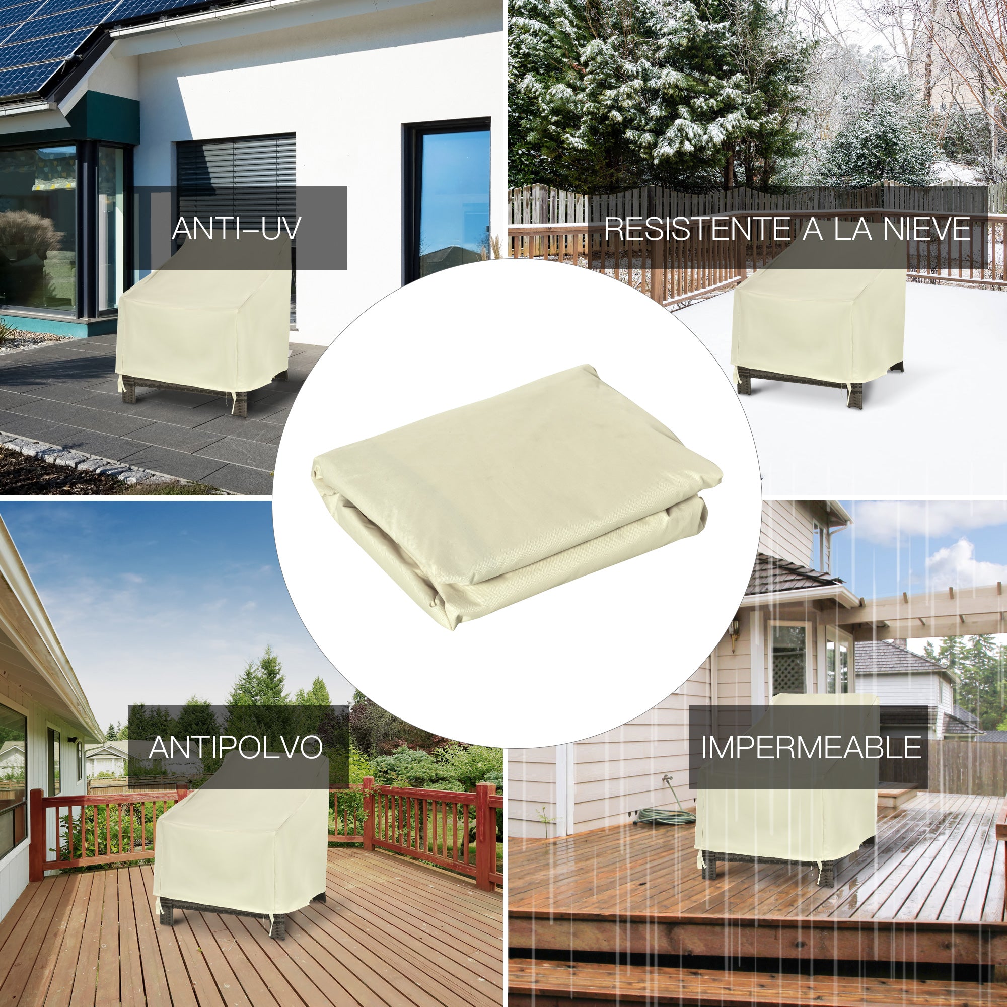Protective Cover for Chairs Furniture Cover Waterproof Outdoor Garden Protection against Rain and Sun 68x87x77cm 600D Oxford Fabric