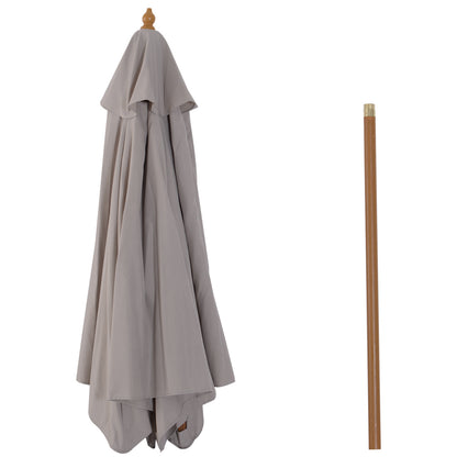 Umbrella Ø 250 cm, Umbrella with Pulley Mechanism Balcony Umbrella Beach Umbrella made of Bamboo Wind Resistant Market Umbrella Sun Protection for Balcony Terrace Garden, Gray