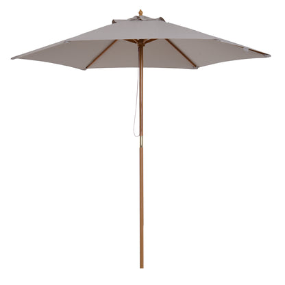 Umbrella Ø 250 cm, Umbrella with Pulley Mechanism Balcony Umbrella Beach Umbrella made of Bamboo Wind Resistant Market Umbrella Sun Protection for Balcony Terrace Garden, Gray