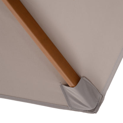 Umbrella Ø 250 cm, Umbrella with Pulley Mechanism Balcony Umbrella Beach Umbrella made of Bamboo Wind Resistant Market Umbrella Sun Protection for Balcony Terrace Garden, Gray