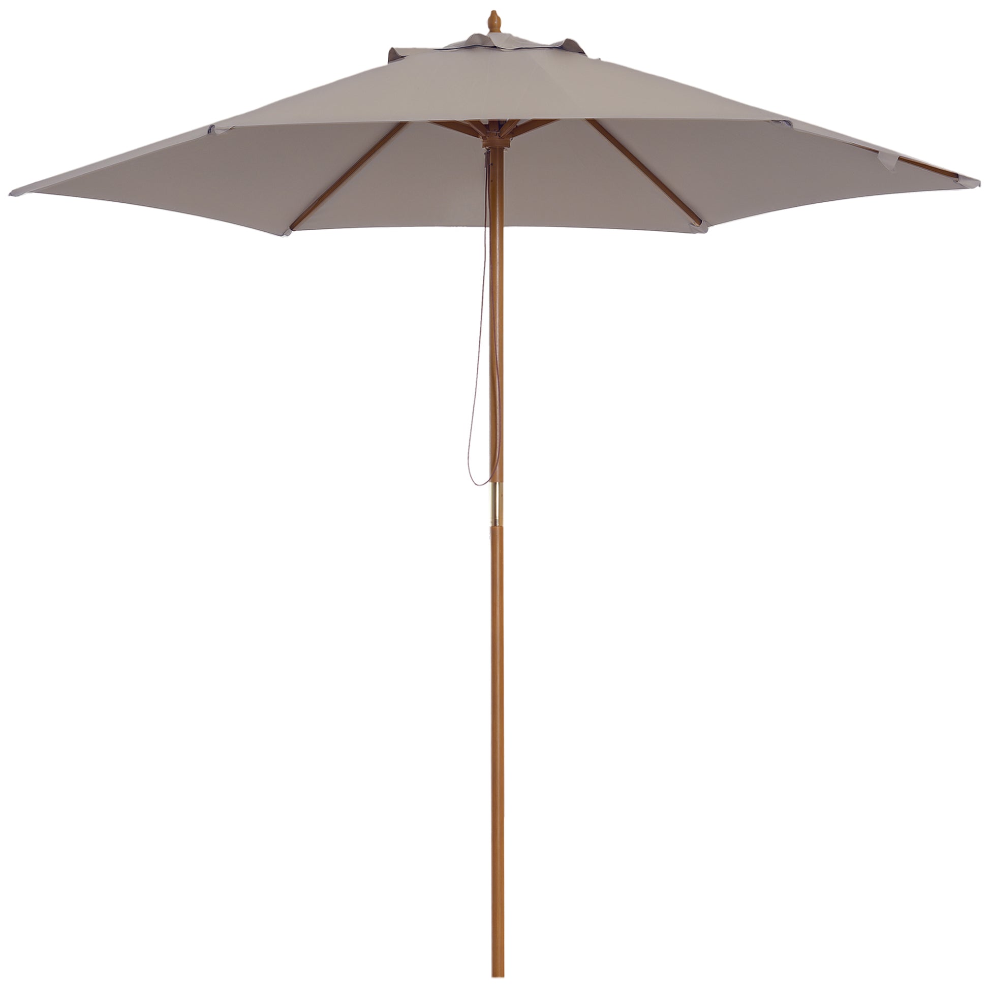 Umbrella Ø 250 cm, Umbrella with Pulley Mechanism Balcony Umbrella Beach Umbrella made of Bamboo Wind Resistant Market Umbrella Sun Protection for Balcony Terrace Garden, Gray