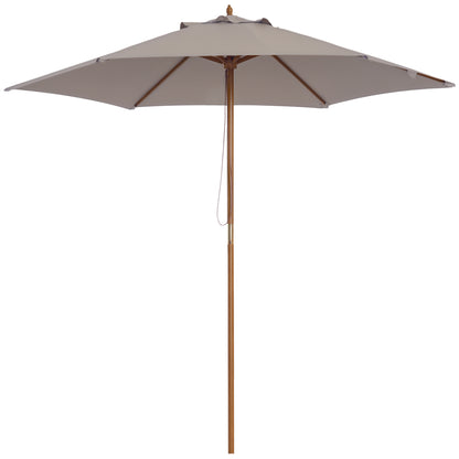 Umbrella Ø 250 cm, Umbrella with Pulley Mechanism Balcony Umbrella Beach Umbrella made of Bamboo Wind Resistant Market Umbrella Sun Protection for Balcony Terrace Garden, Gray