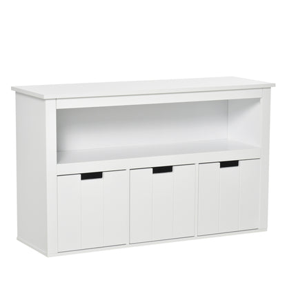 Living Room Sideboard with 3 Removable Drawers and Open Shelves for Books Toys Auxiliary Storage Cabinet for Bedroom Kitchen 102x33x61.5 cm White