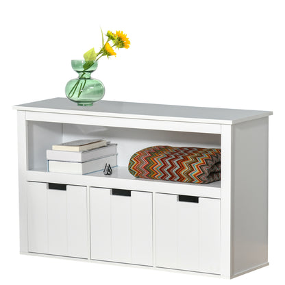 Living Room Sideboard with 3 Removable Drawers and Open Shelves for Books Toys Auxiliary Storage Cabinet for Bedroom Kitchen 102x33x61.5 cm White