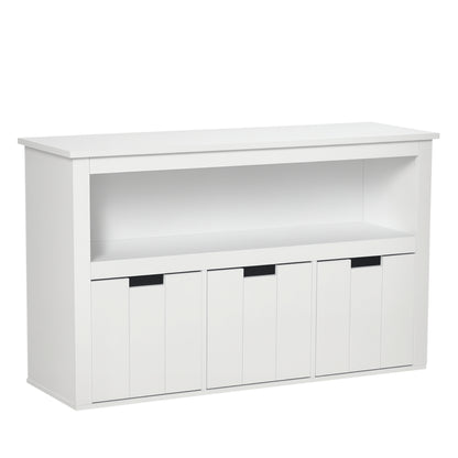 Living Room Sideboard with 3 Removable Drawers and Open Shelves for Books Toys Auxiliary Storage Cabinet for Bedroom Kitchen 102x33x61.5 cm White
