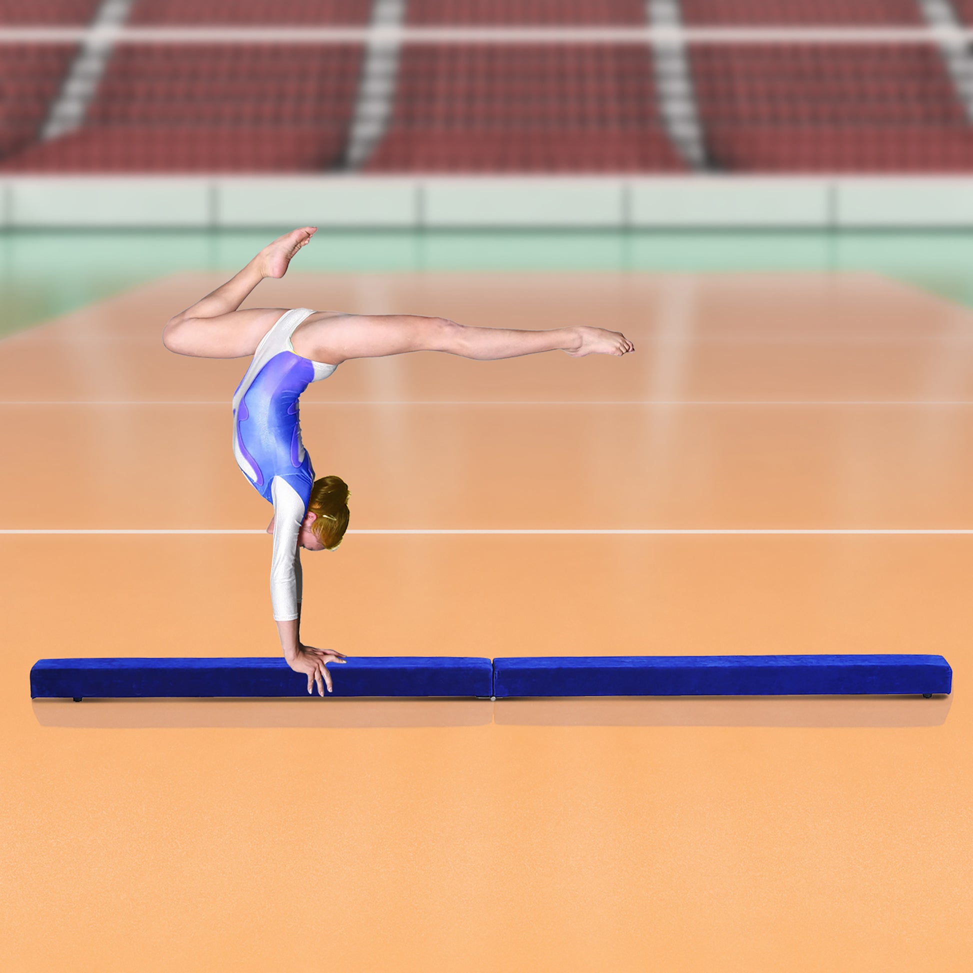 Balance Beam 210cm Foldable Gymnastics Balance Beam for Kids and Adults Gymnastics Beam, Training Equipment Balancing Beam for Home Fitness Training Gymnastics, Blue